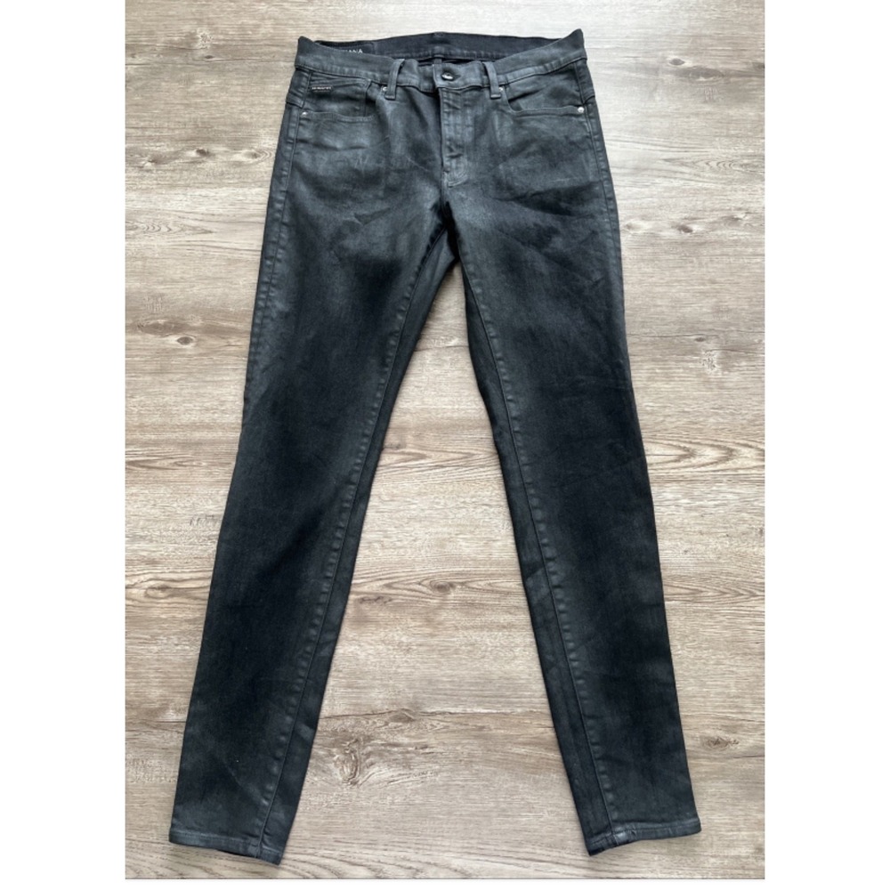 G-Star Raw Lhana Skinny Jeans Womens 31x32 Black Coated Waxed Mid Rise